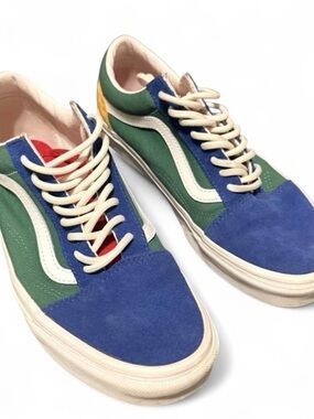 Vans Low-Top Suede & Canvas Sneaker in Blue, Green & Red